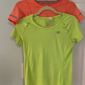 New Balance Neon Yellow/Green and Light Orange/Peach Athletic Running Shirt Set